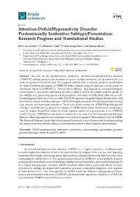 Attention-Deficit/Hyperactivity Disorder Predominantly Inattentive