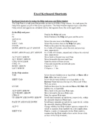 Excel Keyboard Shortcuts