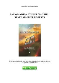 PDF Download Backgammon by Paul Magriel, Renee Magriel Roberts