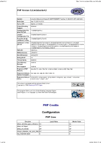 PHP Credits Configuration