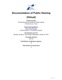 Public Hearing Summary