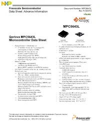 Qorivva MPC5643L Microcontroller Data Sheet