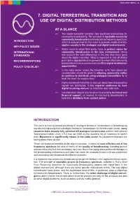 7. Digital Terrestrial Transition and Use of Digital Distribution Methods