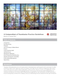 A Compendium of Transfusion Practice Guidelines Edition 4.0 January 2021