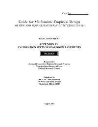 Appendix Ff: Calibration Sections for Rigid Pavements