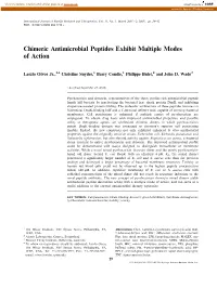 Chimeric Antimicrobial Peptides Exhibit Multiple Modes of Action