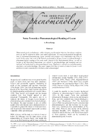 Notes Towards a Phenomenological Reading of Lacan