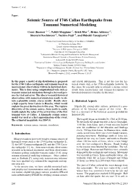 Seismic Source of 1746 Callao Earthquake from Tsunami Numerical Modeling