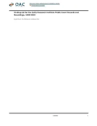 Getty Research Institute Public Event Records and Recordings, 1998-2020