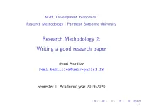 Research Methodology 2: Writing a Good Research Paper