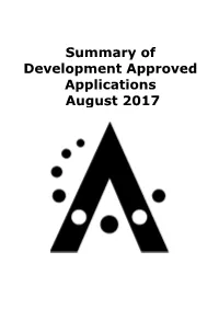 Summary of Development Approved Applications August 2017 Summary of Development Approved Applications August 2017