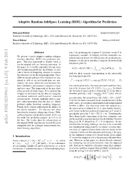 Adaptive Random Subspace Learning (RSSL) Algorithm for Prediction