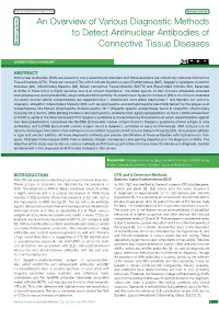An Overview of Various Diagnostic Methods to Detect Antinuclear Antibodies of Connective Tissue Diseases