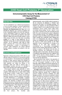 CHO Host Cell Proteins 3Rd Generation
