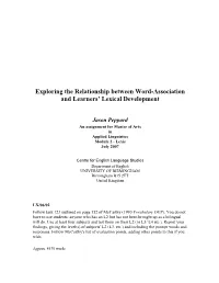 Exploring the Relationship Between Word-Association and Learners’ Lexical Development