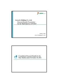 Financial Results Presentation for the Third Quarter of FY2013