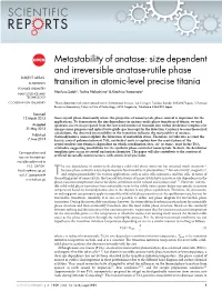 Metastability of Anatase