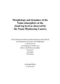 Morphology and Dynamics of the Venus Atmosphere at the Cloud Top Level As Observed by the Venus Monitoring Camera