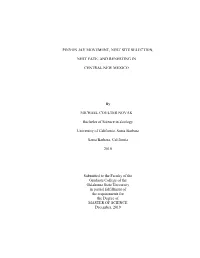 Pinyon Jay Movement, Nest Site Selection, Nest Fate