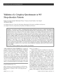 Validation of a Cataplexy Questionnaire in 983 Sleep-Disorders Patients