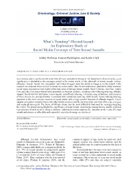 What's Trending? #Sexualassault: an Exploratory Study of Social Media Coverage of Teen Sexual Assaults