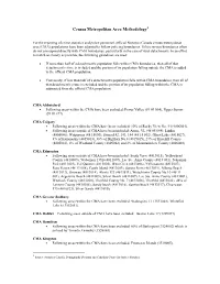 Census Metropolitan Area Methodology1