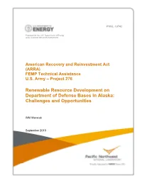 Renewable Resource Development on Department of Defense Bases in Alaska: Challenges and Opportunities