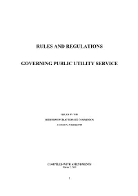 Rules and Regulations Governing Public Utility Service