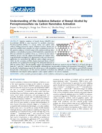 Understanding of the Oxidation Behavior of Benzyl Alcohol by Peroxymonosulfate Via Carbon Nanotubes Activation