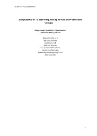 Acceptability of TB Screening Among At-Risk and Vulnerable Groups