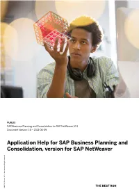 Application Help for SAP Business Planning and Consolidation, Version for SAP Netweaver Company