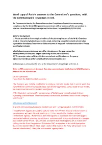 Comments on the Reply to Questions from the Party Concerned