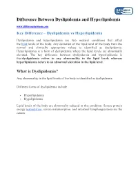 Difference Between Dyslipidemia and Hyperlipidemia Key Difference – Dyslipidemia Vs Hyperlipidemia