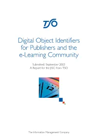 Digital Object Identifiers for Publishers and the E-Learning Community