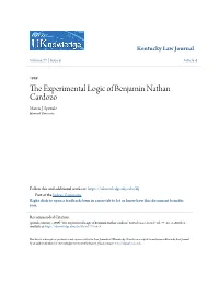 The Experimental Logic of Benjamin Nathan Cardozo Marcia J