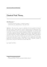 Classical Field Theory