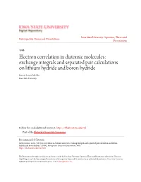 Electron Correlation in Diatomic Molecules: Exchange Integrals And