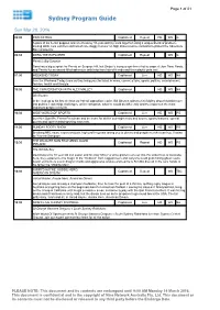 Sydney Program Guide