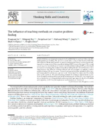The Influence of Teaching Methods on Creative Problem Finding