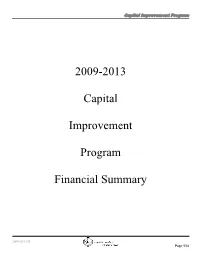 2009-2013 Capital Improvement Program Financial Summary