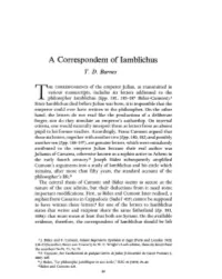 A Correspondent of Iamblichus TD Barnes