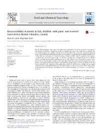 Bioaccessibility of Metals in Fish, Shellfish, Wild Game, and Seaweed