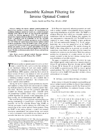 Ensemble Kalman Filtering for Inverse Optimal Control Andrea Arnold and Hien Tran, Member, SIAM