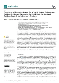 Experimental Investigation on the Mass Diffusion Behaviors of Calcium Oxide and Carbon in the Solid-State Synthesis of Calcium Carbide by Microwave Heating
