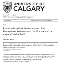 Exploring Flood Risk Perceptions and Risk Management Preferences in the Aftermath of the Calgary Flood of 2013