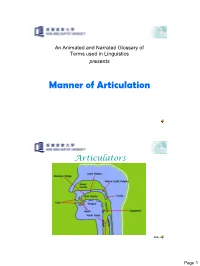Manner of Articulation