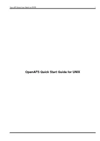 Openafs Quick Start Guide for UNIX I