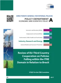 Review of EU-Third Country Cooperation on Policies Falling Within the ITRE Domain in Relation to Brexit