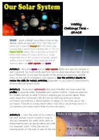 Weekly Challenge Three – SPACE