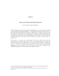 Abstract Women and Formal and Informal Science